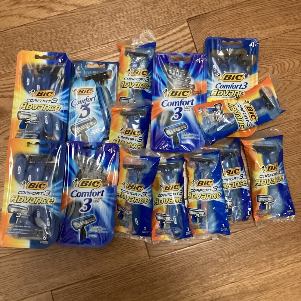 NEW Bic Comfort 3 VTG 2004 Advance Razor Blades 34 TOTAL RAZORS - SENSITIVE SKIN